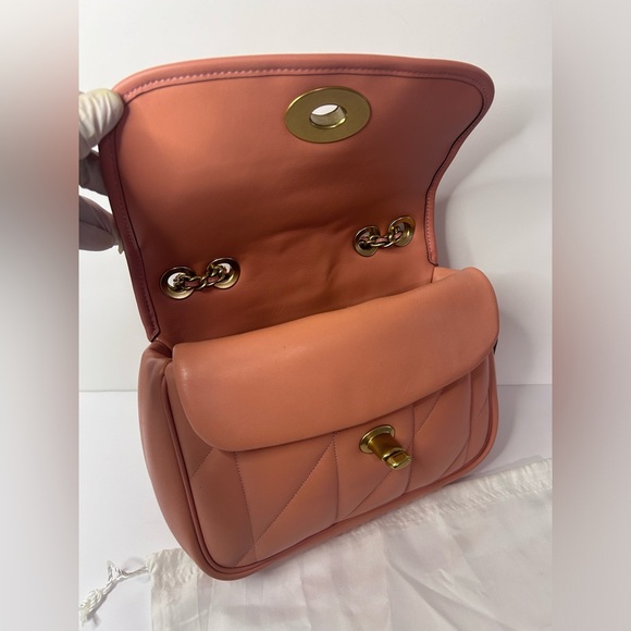 Coach Pillow Madison Shoulder Bag With Quilting C8560 Nappa Leather In Coral EUC - Picture 10 of 16